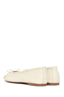 Woman White Leather Ballerine Shoes | Derimod