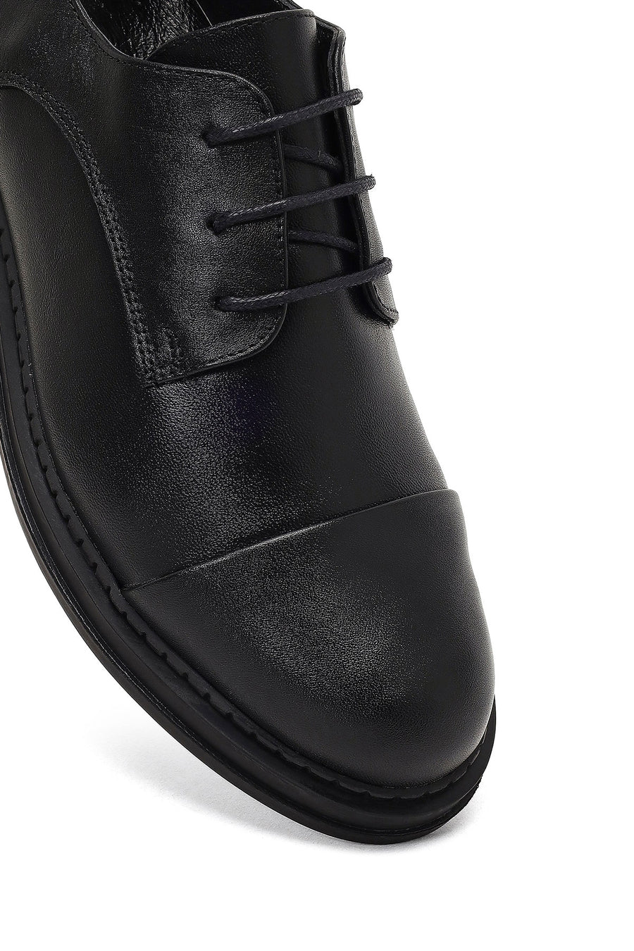 Woman Black Lace-up Leather Masculine Shoes