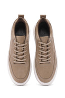 Men's Mink Lace-Up Nubuck Leather Sneaker | Derimod