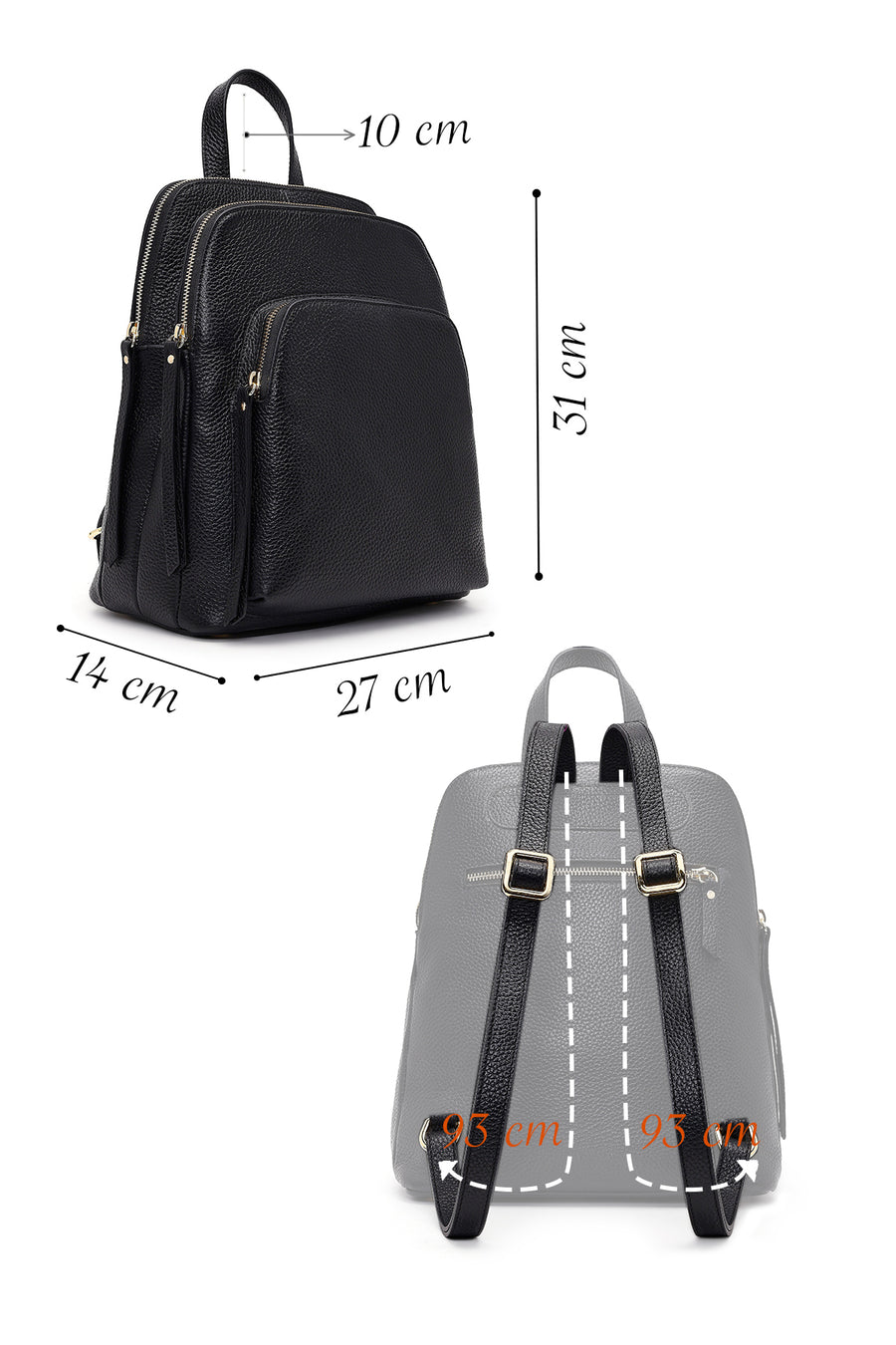 Women's Black Leather Backpack