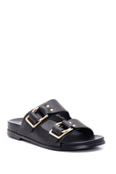 Women's Black Double Buckle Slippers | Derimod
