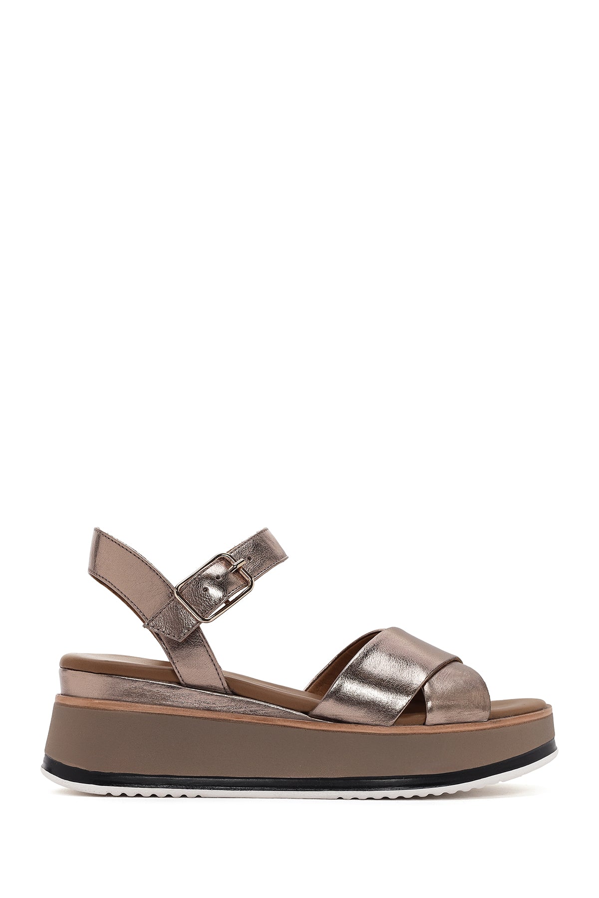 Women's Gray Leather Sandals 24SFD550732 | Derimod