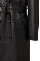 Natalia Women's Black Leather Trench Coat | Derimod