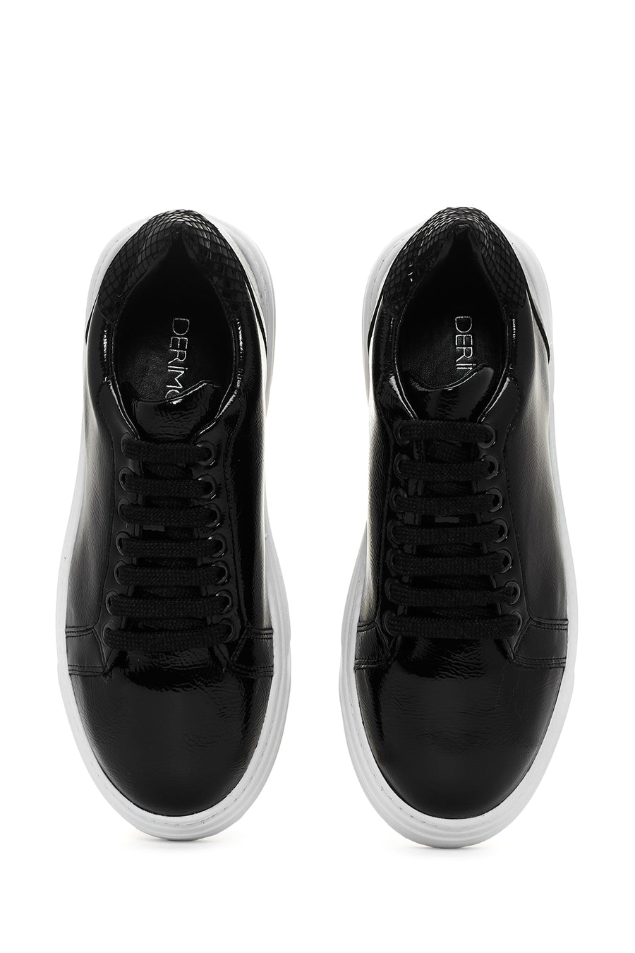 Kadın Siyah Rugan Kalın Tabanlı Sneaker