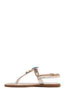 Women's Gold Flip-Flop Stone Sandals | Derimod