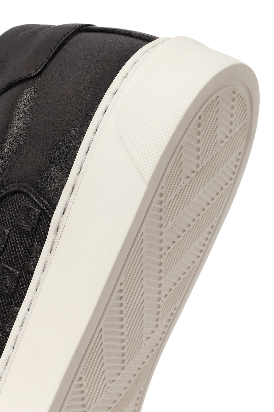Male Black Lace-Up Patterned Leather Sneaker