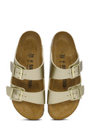 Birkenstock Women's Gold Arizona Bf Double Buckle Slippers | Derimod