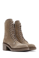 Women's Beige Suede Leather Boots | Derimod