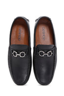 Men's Black Leather Buckle Casual Loafer | Derimod