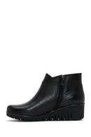 Women's Black Zippered Leather Comfort Boots | Derimod