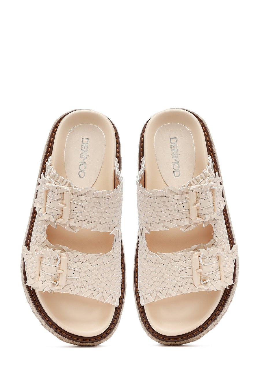 Women's Beige Thick Soled Knitted Slippers