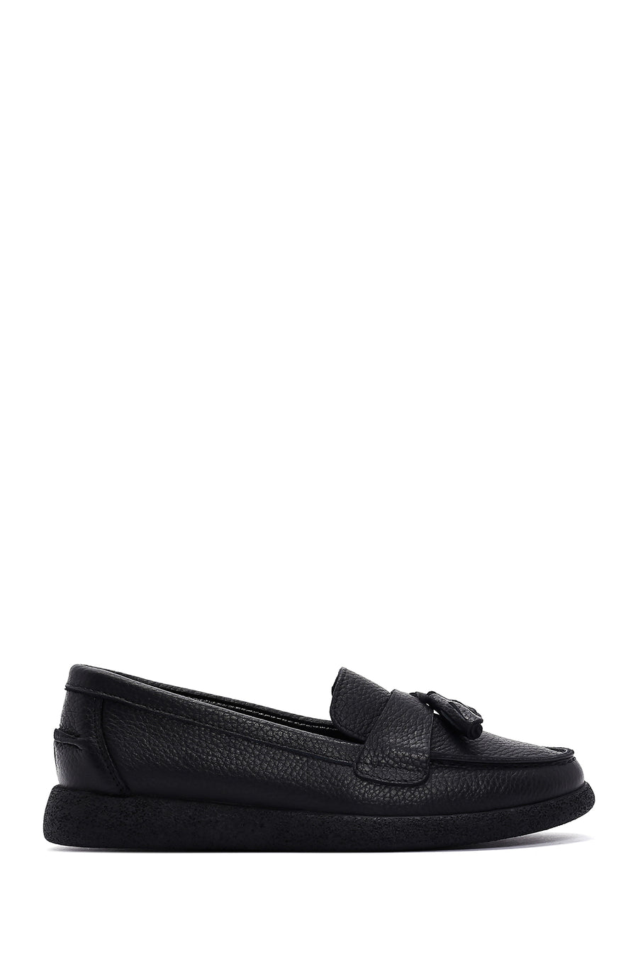 Kadın Siyah Püsküllü Deri Comfort Loafer 25AFD1502FT | Derimod