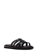 Women's Black Leather Comfort Slippers | Derimod