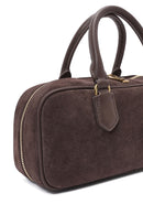 Women's Brown Long Strap Suede Leather Handbag | Derimod