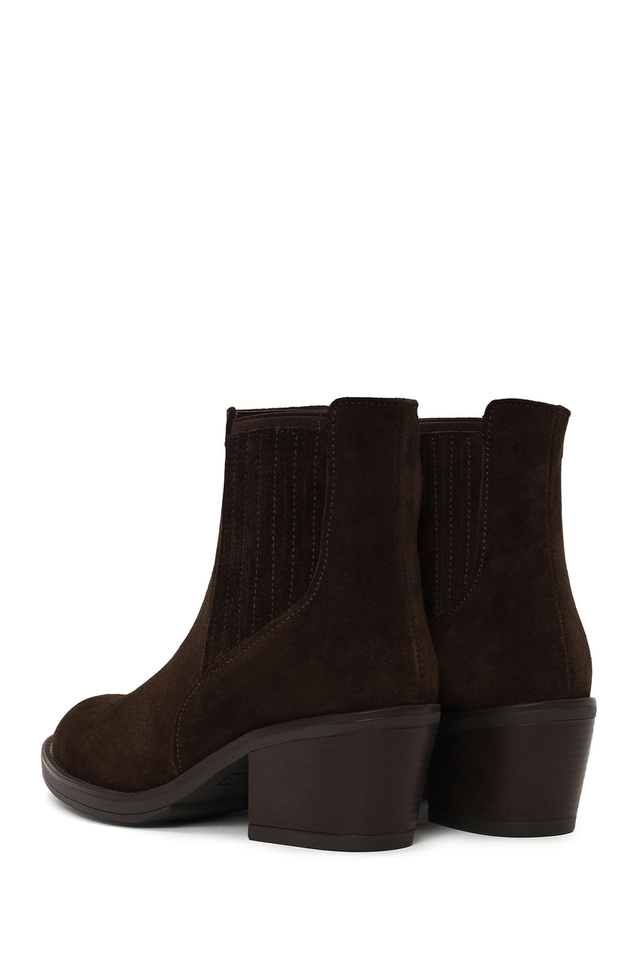 Woman Brown Chunky-Heeled Suede Chelsea Boots