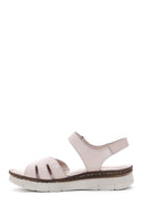 Women's Beige Ankle Strap Leather Comfort Sandals | Derimod