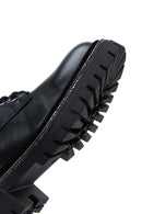 Women's Black Leather Zippered Boots | Derimod