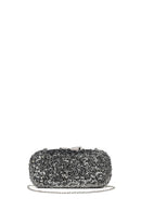 Woman Silver Chain Strap Sequin Mini Box Evening Bag | Derimod