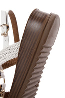 Women's White Thick-Sole Knitted Sandals | Derimod