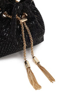 Woman Black Long Chain Strap Embellished Mini Evening Bag | Derimod