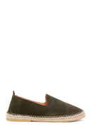 Men's Khaki Suede Leather Espadrille | Derimod