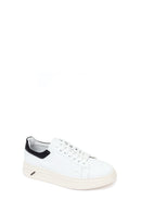 Male White Lace-Up Thick Leather Sneaker | Derimod