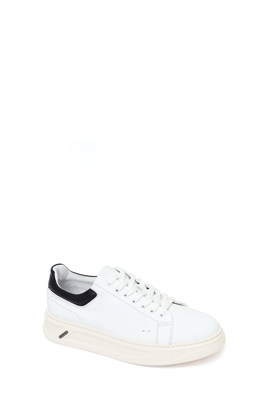 Male White Lace-Up Leather Sneaker
