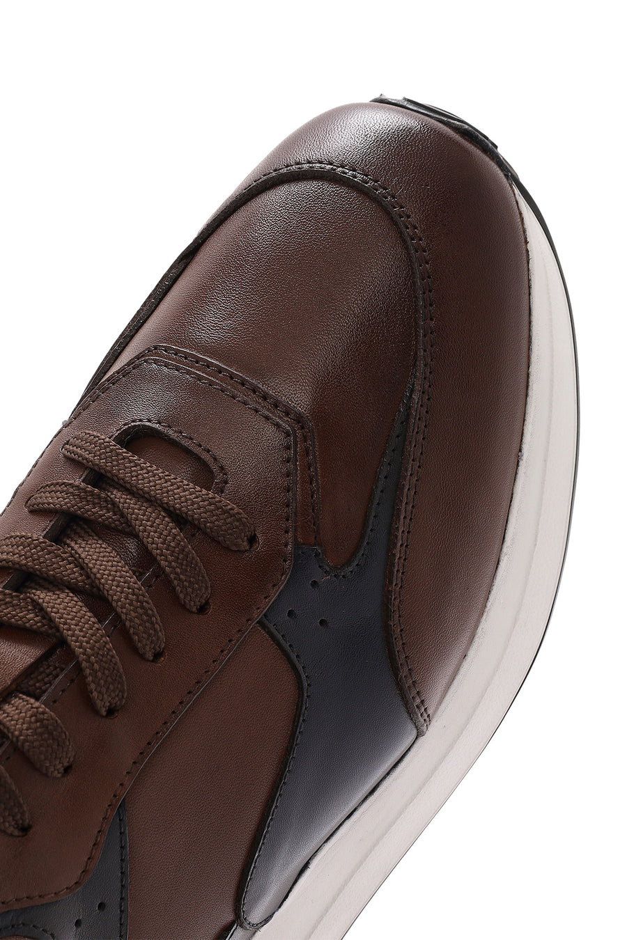 Erkek Taba Bağcıklı Deri Sneaker