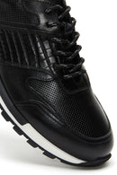 Erkek Siyah Deri Baskılı Sneaker | Derimod