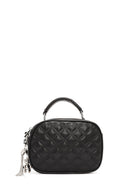 Women's Black Long Strap Quilted Patterned Crossbody Bag | Derimod