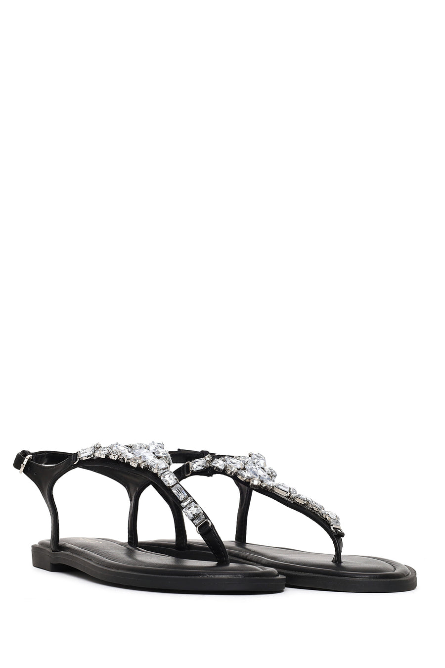 Woman Black Stone-Embellished Flip-Flop Sandal