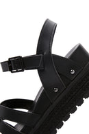 Women's Black Ankle Strap Thick Soled Sandals | Derimod