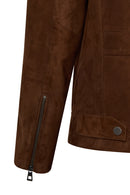 Howard Male Brown Slim-Fit Suede Leather Jacket | Derimod