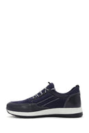 Men's Navy Blue Nubuck Leather Sneaker | Derimod