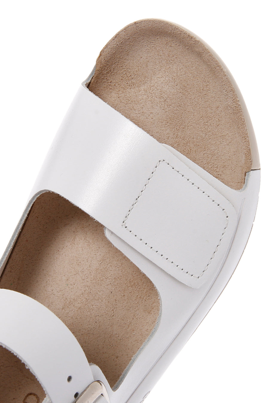 Women's White Ankle Strap Leather Comfort Sandals