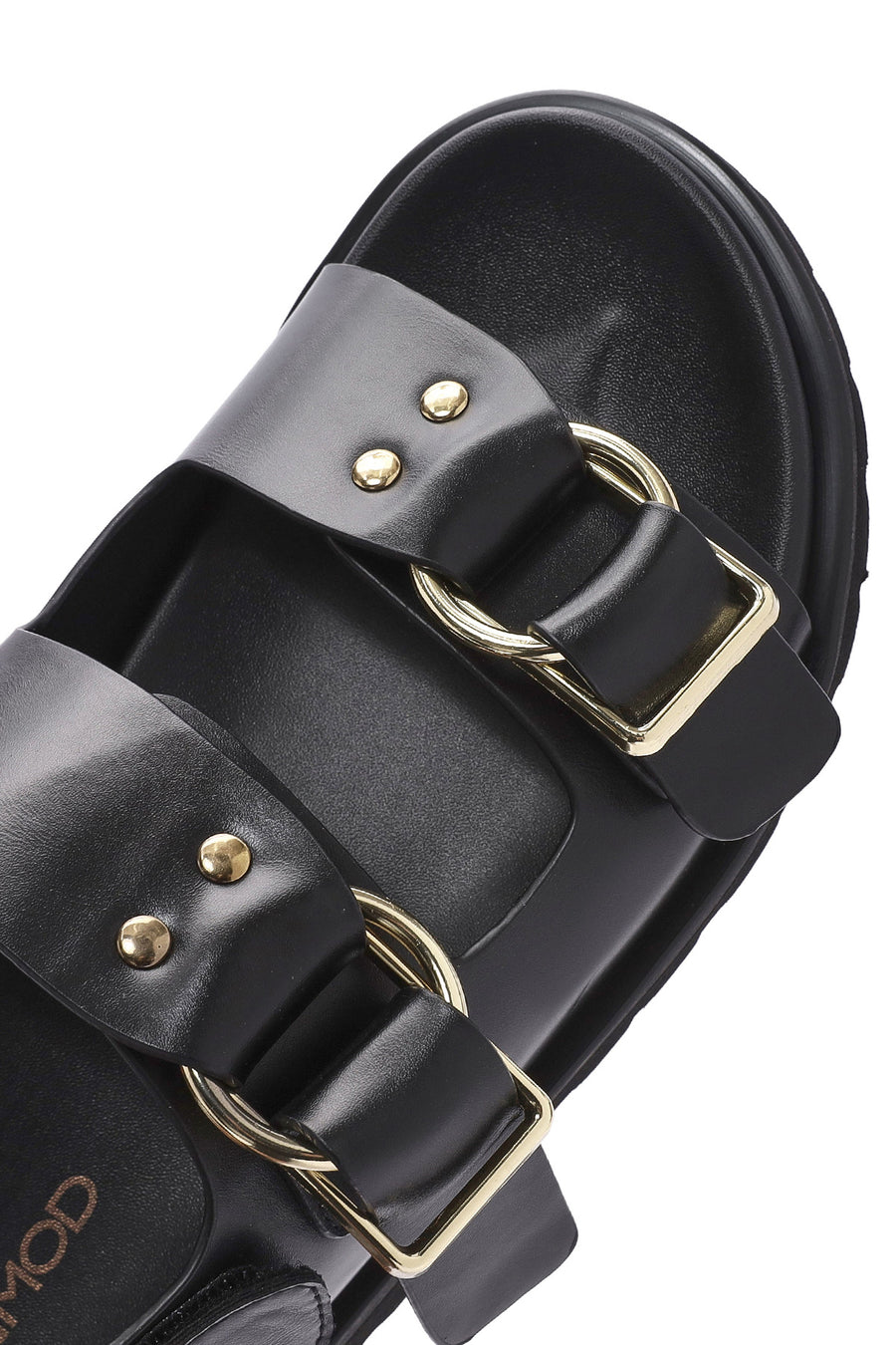Women's Black Strappy Thick Soled Sandals