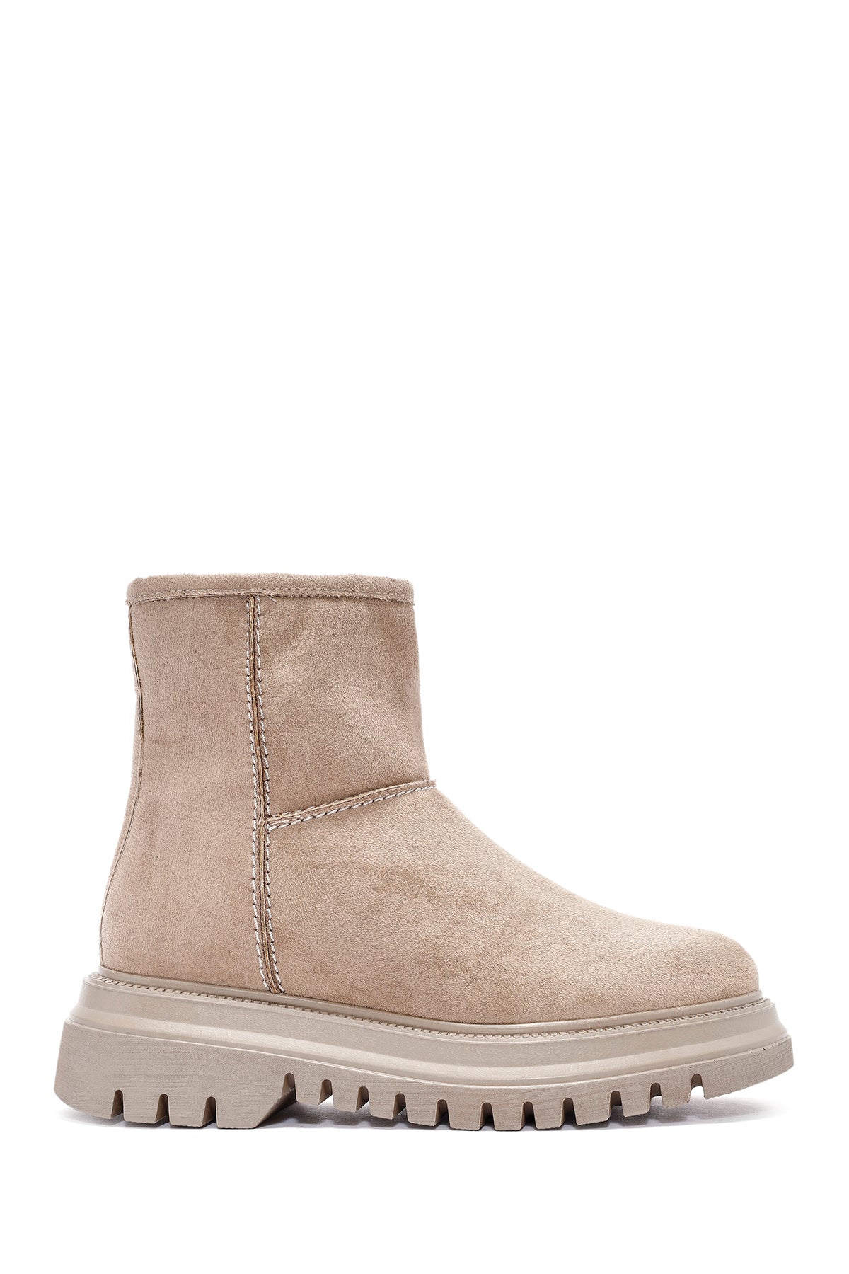 Women's Beige Zippered Suede Boots 24WFE252610 | Derimod