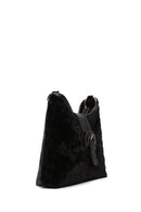 Women's Black Long Strap Plush Handbag | Derimod