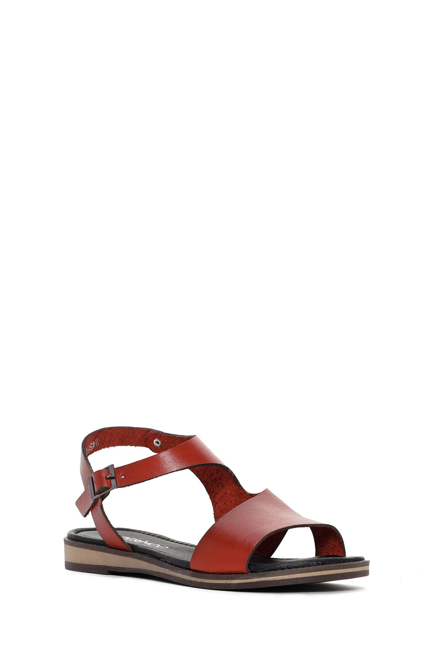 Women's Red Ankle Strap Leather Bodrum Sandals