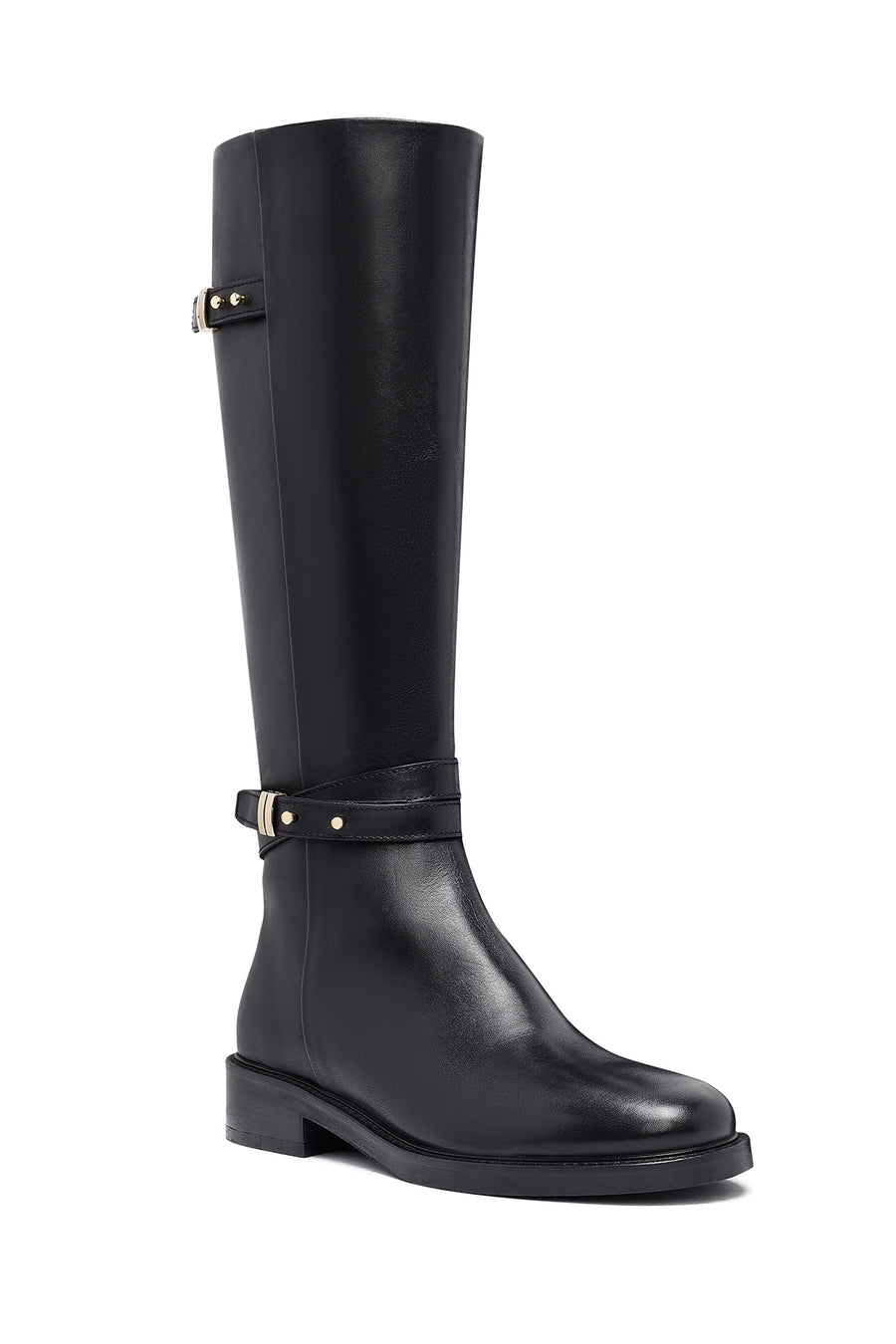 Woman Black Zippered Leather Boot