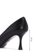 Women's Black Thin Heeled Leather Stiletto | Derimod