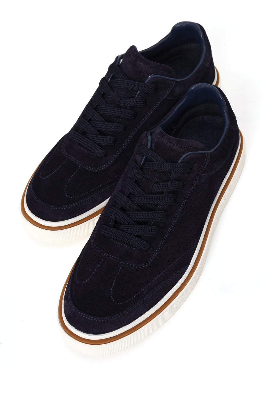 Male Navy Lace-up Suede Leather Sneaker