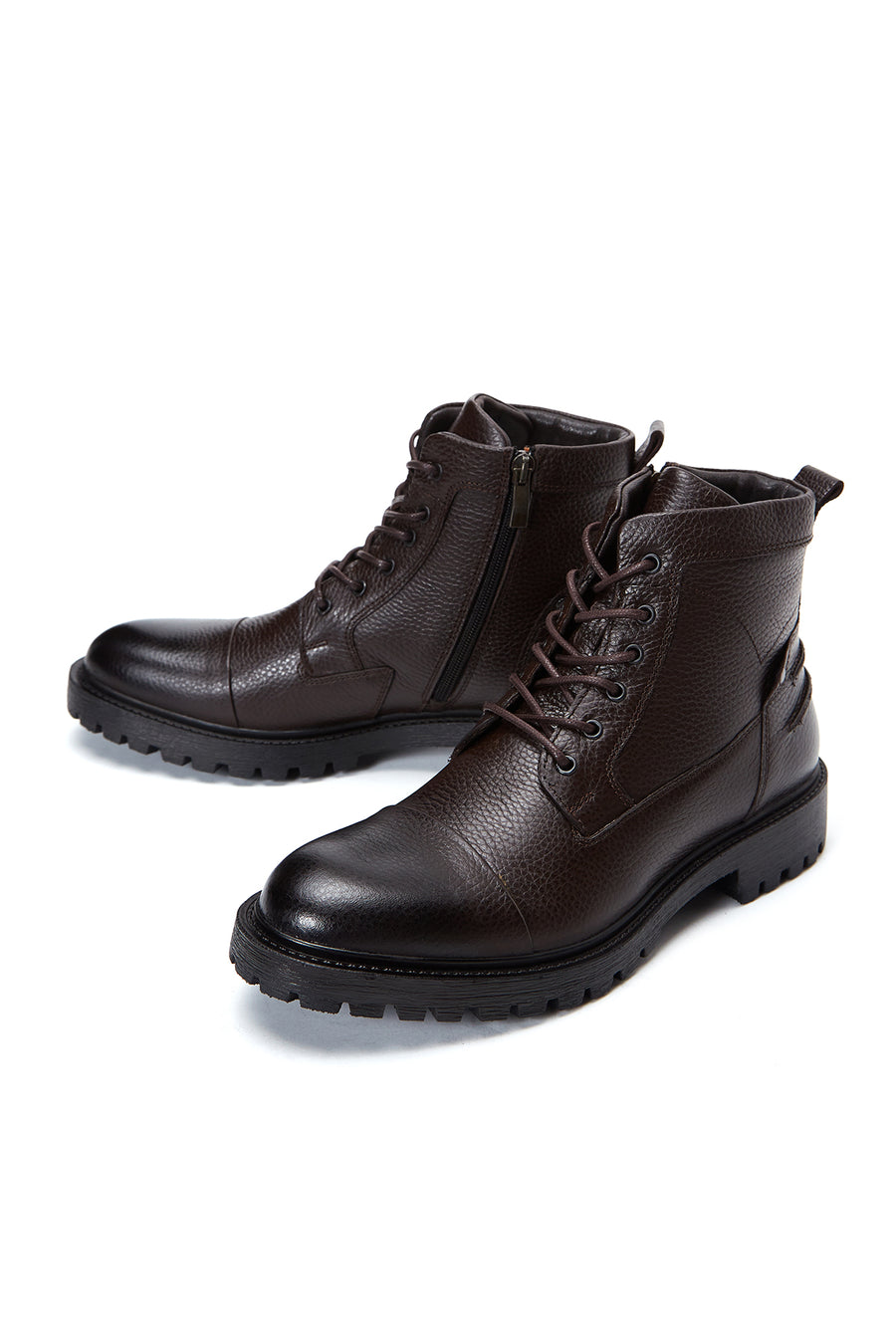 Men's Brown Leather Boots Flat Boots