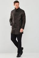 Ederson Men's Black Long Leather Trench Coat | Derimod