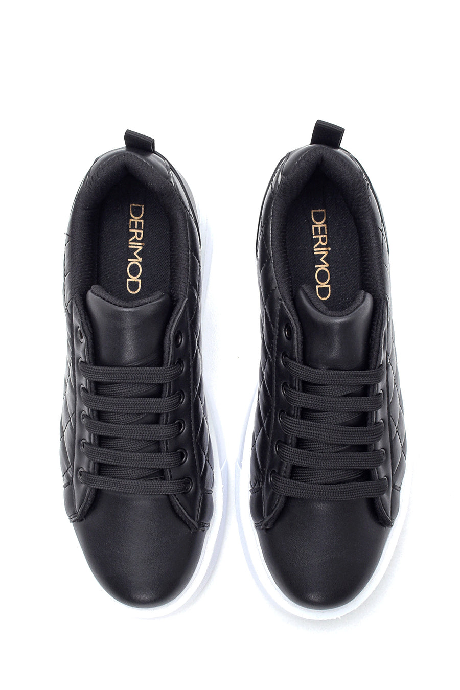 Women's Black Quilted Thick Sole Quilted Sneaker