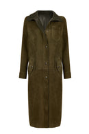 Los Angeles Woman Green Suede Coat | Derimod