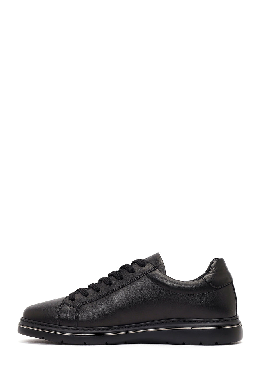 Male Black Lace-Up Leather Sneaker