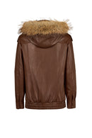 Carmen Woman Brown Fur Collar Leather Coat | Derimod