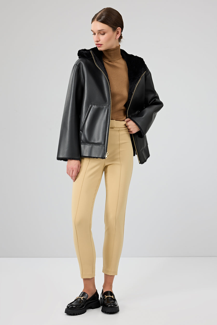 Gardena Women's Black Double-Sided Teddy Coat