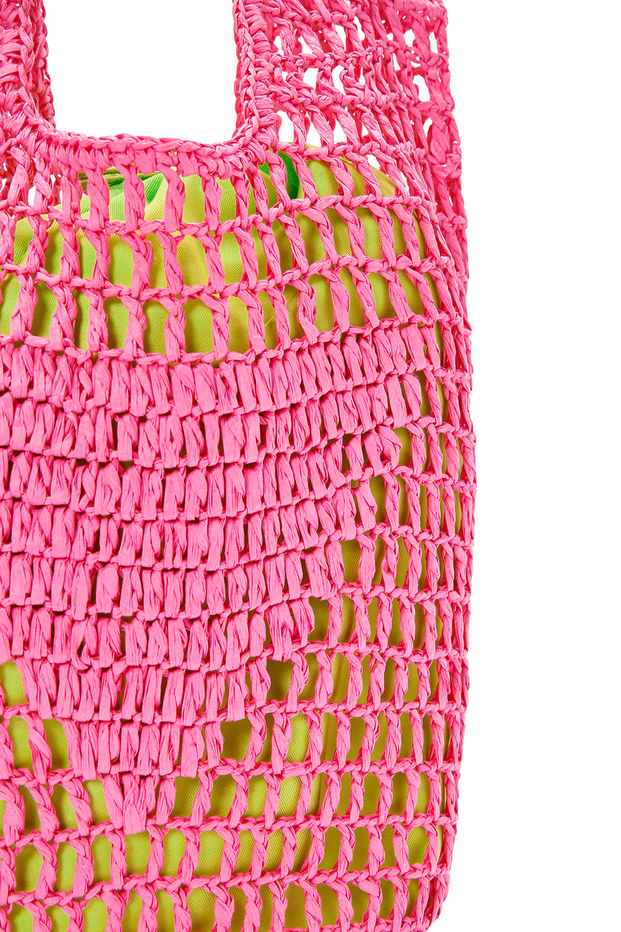 Women's Pink Straw Shoulder Bag